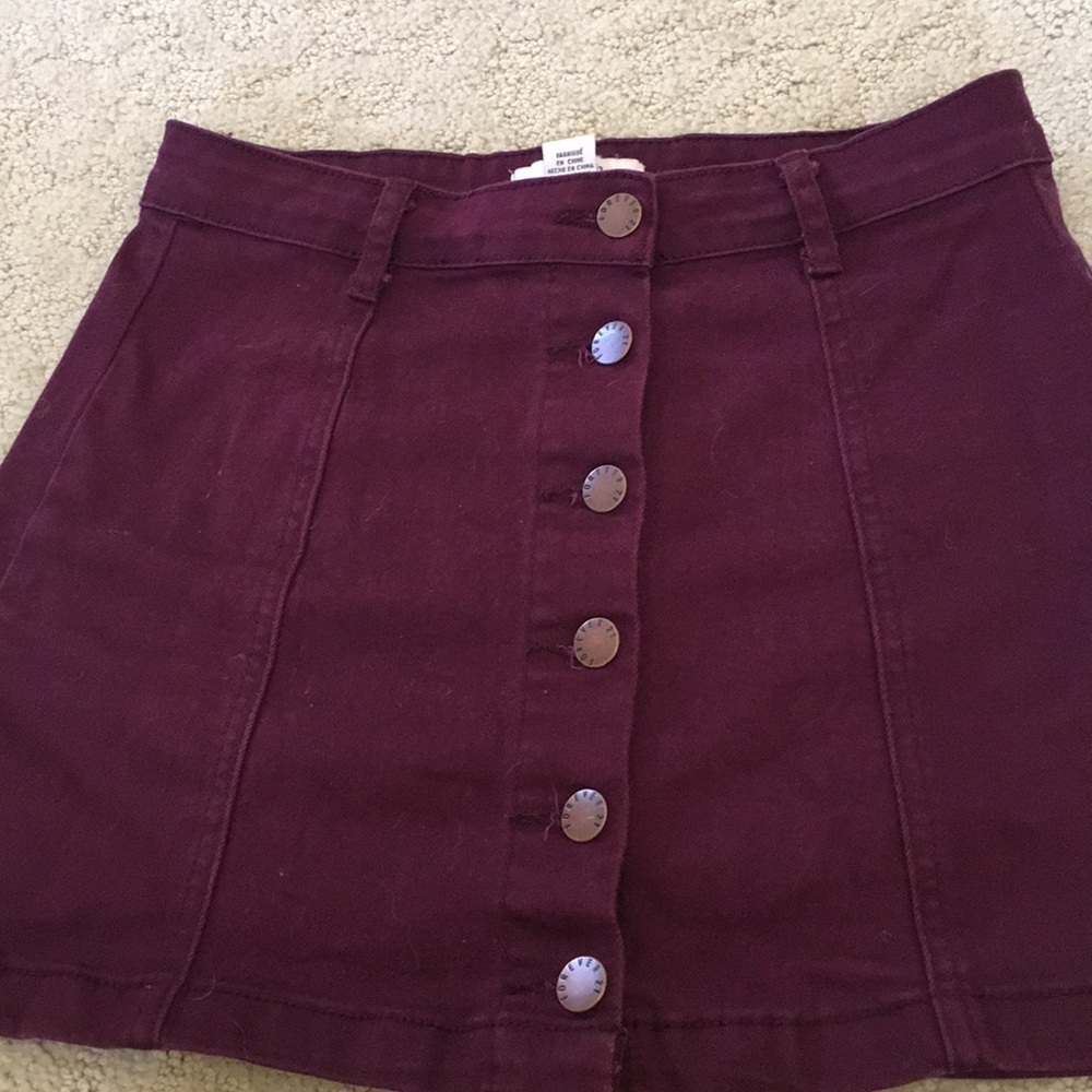 Maroon button up skirt
